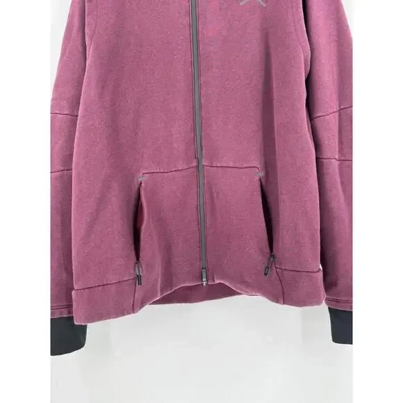 Jumpman Nike Mens Burgundy Fleece Full Zip Layered Jacket Sz XXL